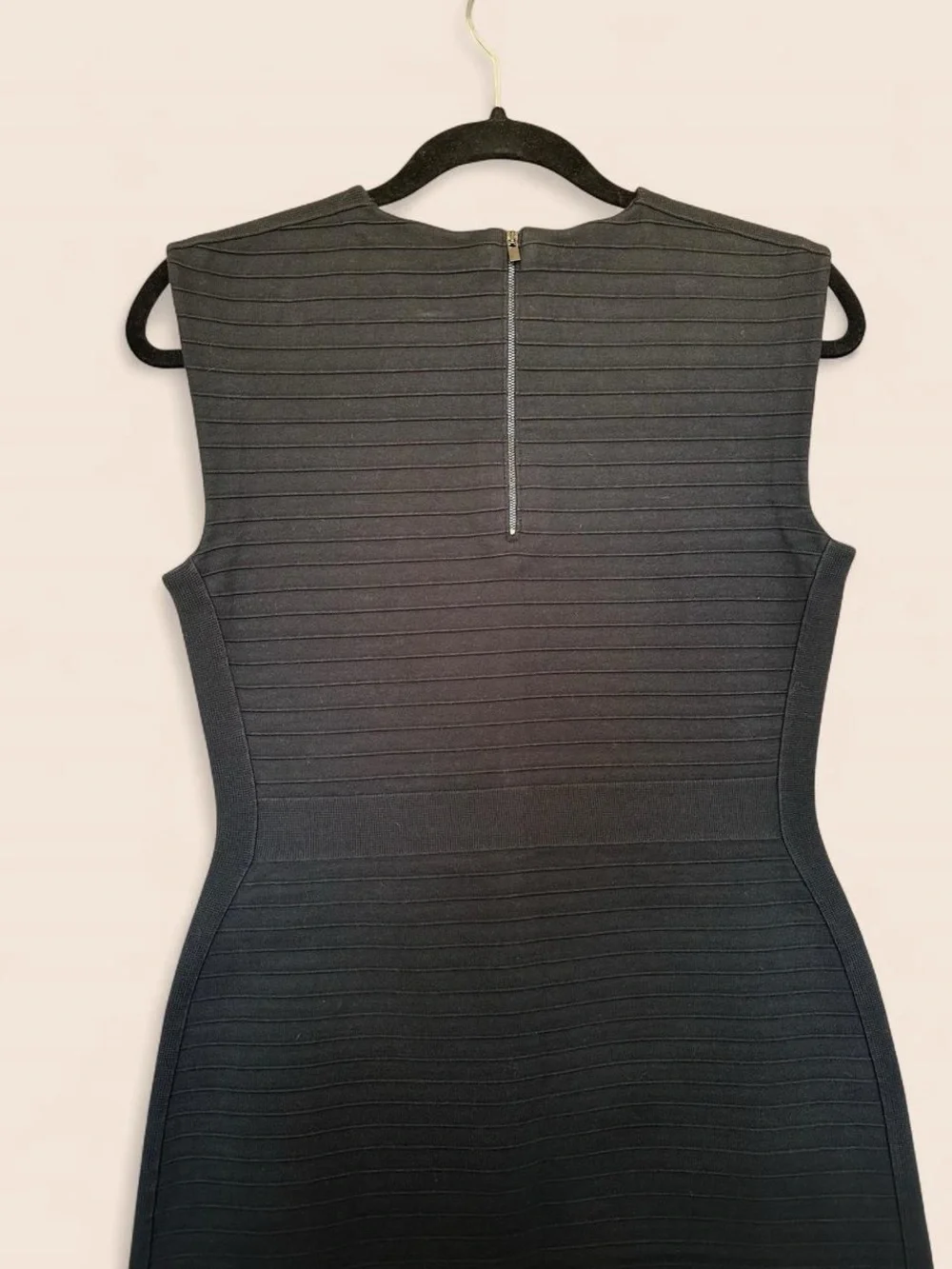 Tory Burch Sleeveless Black Ribbed Cotton Knit Sheath Dress Small